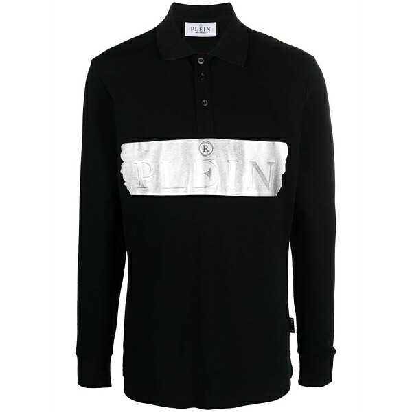 フィリップ飾り気の無い メンズ スポーツシャツ トップス Logo-print polo shirt Black