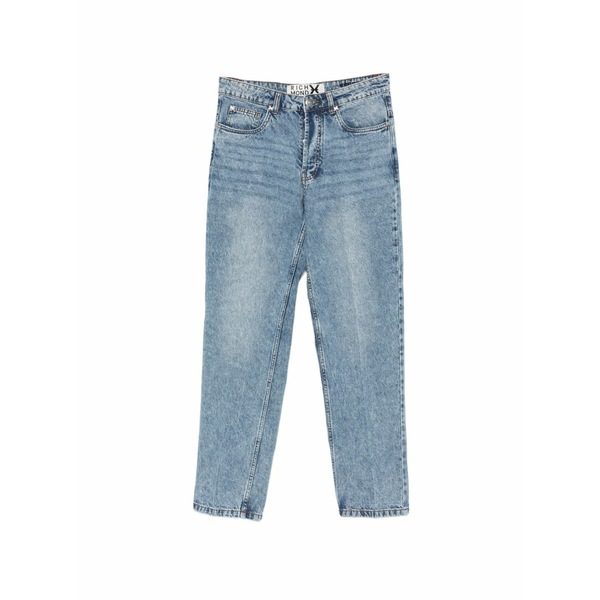 ジョン バージニアの州都 メンズ ジーンズズボン下 ボトムス Logo-embroidered acid-wash jeans Blue