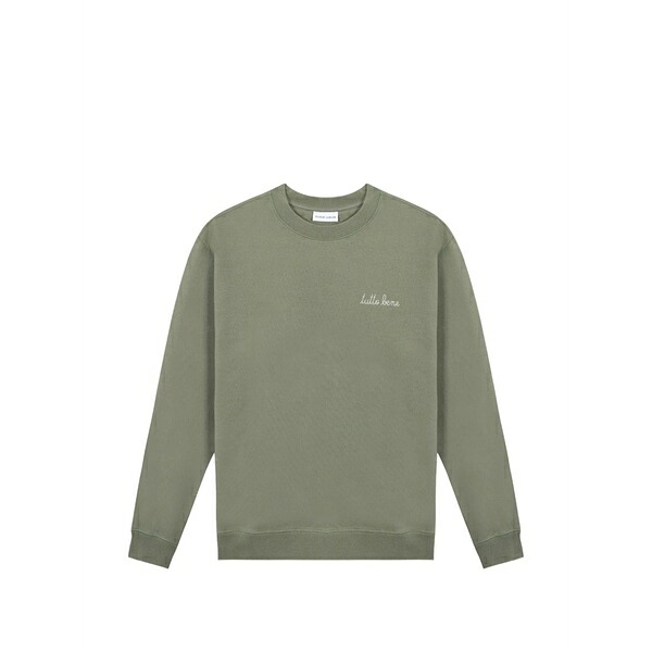 メゾンラビッシュ メンズ パーカー・スウェットシャツ アウター Logo-embroidery crew-neck sweatshirt Green