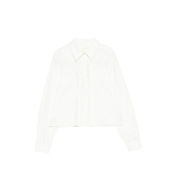 シュシュ/火箸 レディース プルオーバー トップス Ruffled lace-trim shirt White