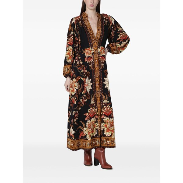 農園 リオ レディース 衣裳 トップス Black majestic garden buttoned maxi dress Black