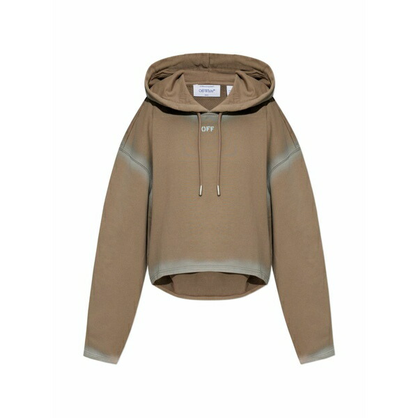 象牙色 レディース パーカー・スウェットシャツ アウター Faded-effect cropped hoodie Brown