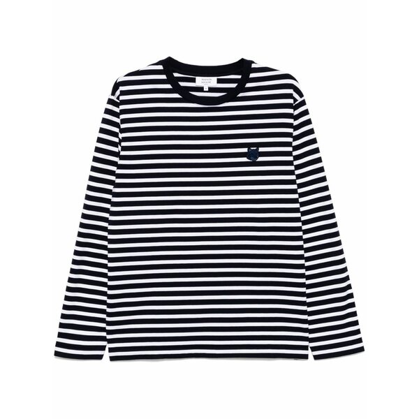 住み家 稲荷 メンズ ティーシャツ トップス Bold fox head patch regular marin t-shirt Blue