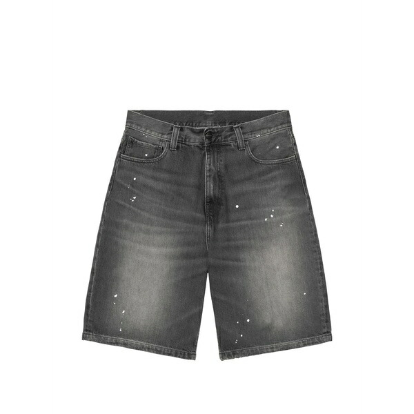 鉄道車両ハート形 メンズ 心地好いズボン下 ボトムス Landon paint-splatter washed shorts Black