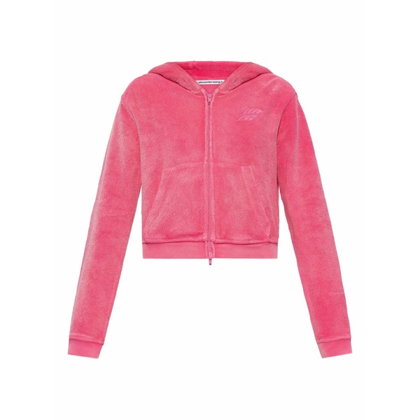 アレキサンダーワン レディース パーカー・スウェットシャツ アウター Leaf-embroidered hooded zip-up top Pink
