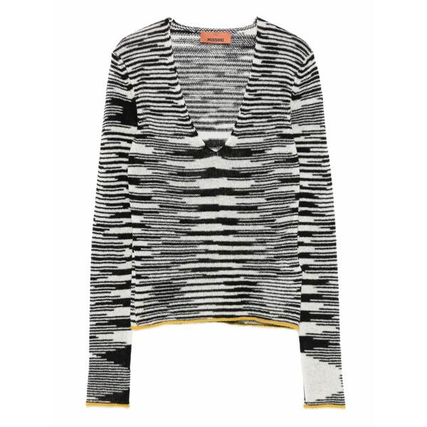 ミッソーニ レディース 編み物\u0026スウェーター アウター Striped-pattern v-neck sweater Black
