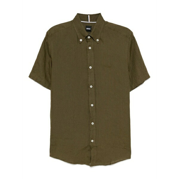 雇い主 メンズ プルオーバー トップス Logo-embroidered shirt Green