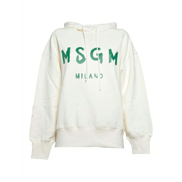 エムエスジイエム レディース パーカー・スウェットシャツ アウター Logo-print hoodie White