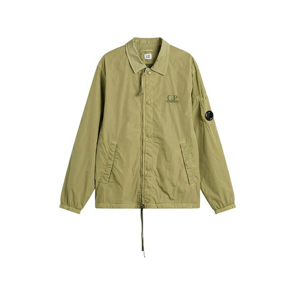 シーピーカンパニー メンズ ジャケット&ブルゾン アウター Logo-embroidered shirt jacket Green|asty