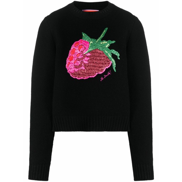 ラ・ダブル・ジェイ レディース 編み物\u0026スウェーター アウター Lampone embroidered jumper Black