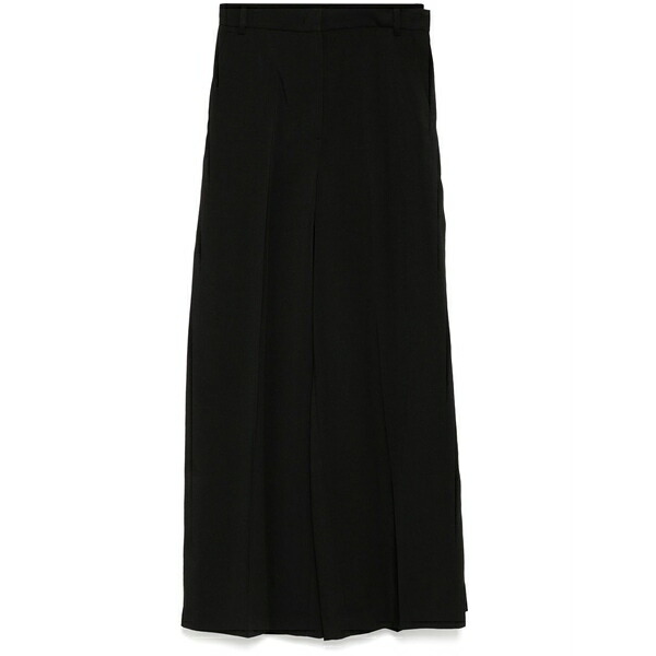 プッシュボタン レディース カジュアルパンツ ボトムス Side folded wide pants Black｜asty