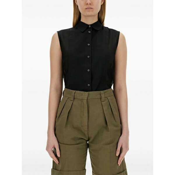 アスペジ レディース プルオーバー トップス Sleeveless collared shirt Black