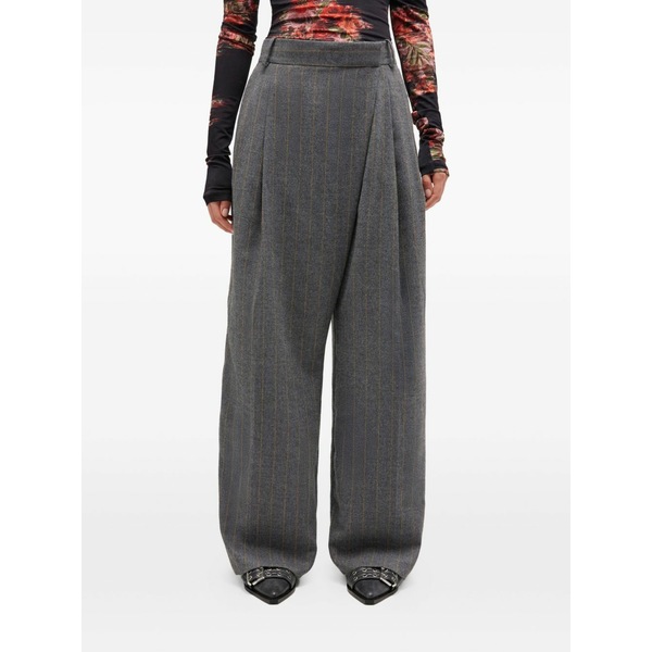 ガニー レディース カジュアルパンツ ボトムス Pinstripe pleated trousers Grey|asty
