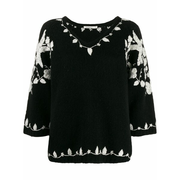 メドモワゼル レディース 編み物\u0026プルオーバー アウター Embroidered design jumper Black