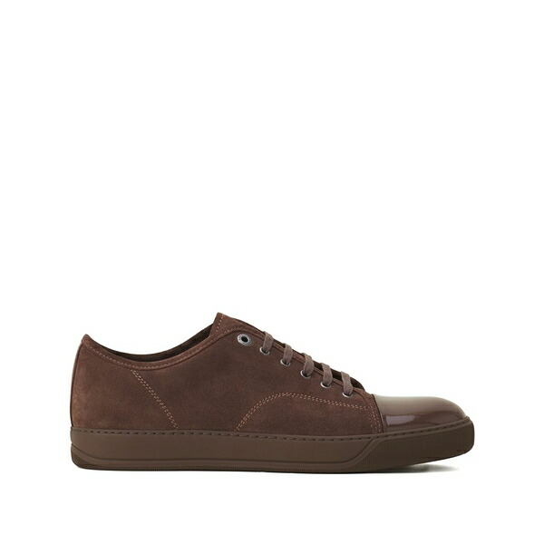 ランバン メンズ スニーカー シューズ Suede leather cap-toe sneakers  Brown