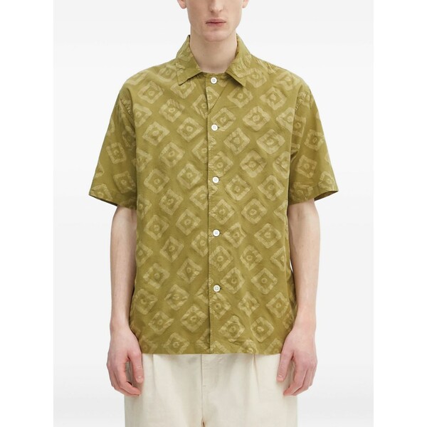 北の方事業計画 メンズ プルオーバー トップス Diamond-pattern shirt Green