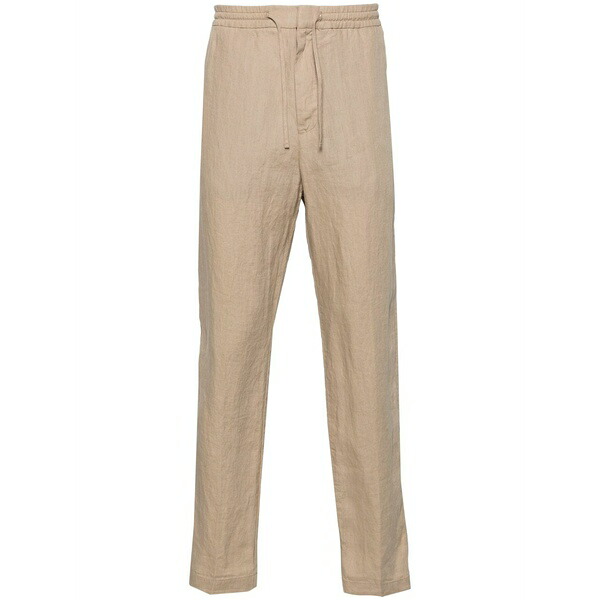 カナーリ メンズ カジュアルパンツ ボトムス Mid-rise tapered linen trousers Neutrals｜asty