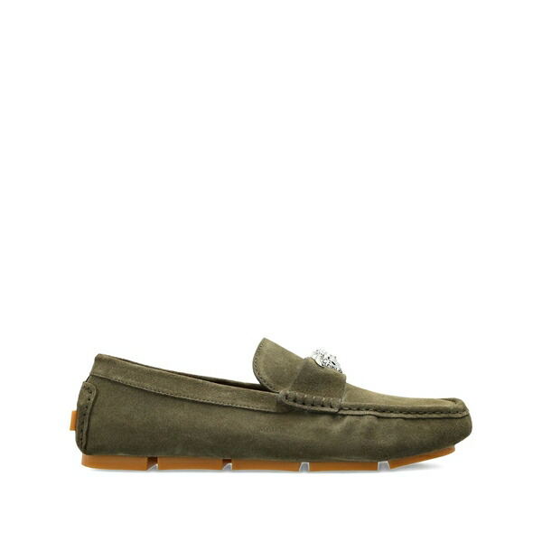 ヴェルサーチ メンズ スリッポン・ローファー シューズ La medusa suede loafers Green｜asty