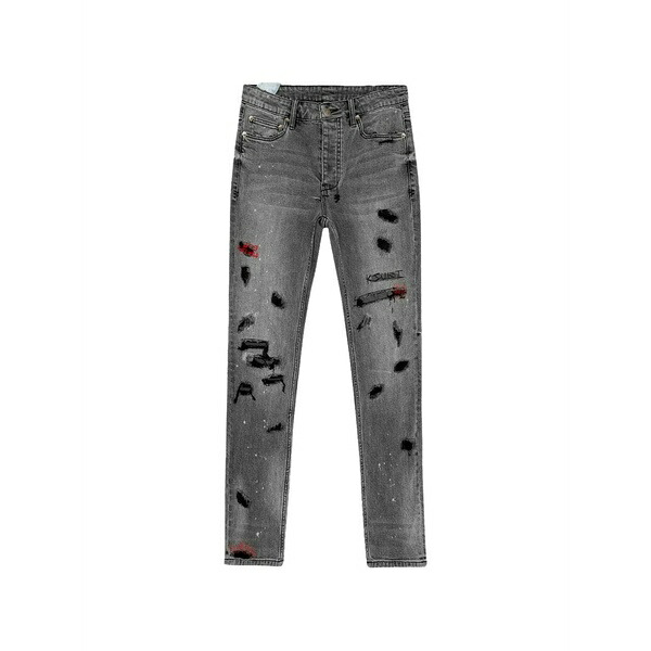 スビ メンズ デニムパンツ ボトムス X juice wrld chitch trashed devil jeans Grey｜asty