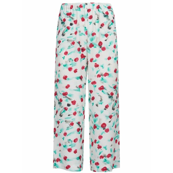 マルニ レディース カジュアルパンツ ボトムス Floral-print cropped trousers White|asty