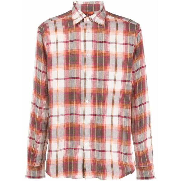 バレナ メンズ プルオーバー トップス Plaid-check pattern shirt Neutrals