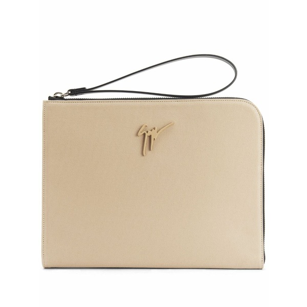 ジュゼッペザノッティ メンズ 商行為系 御徒面子 Fabian logo-plaque clutch bag Neutrals
