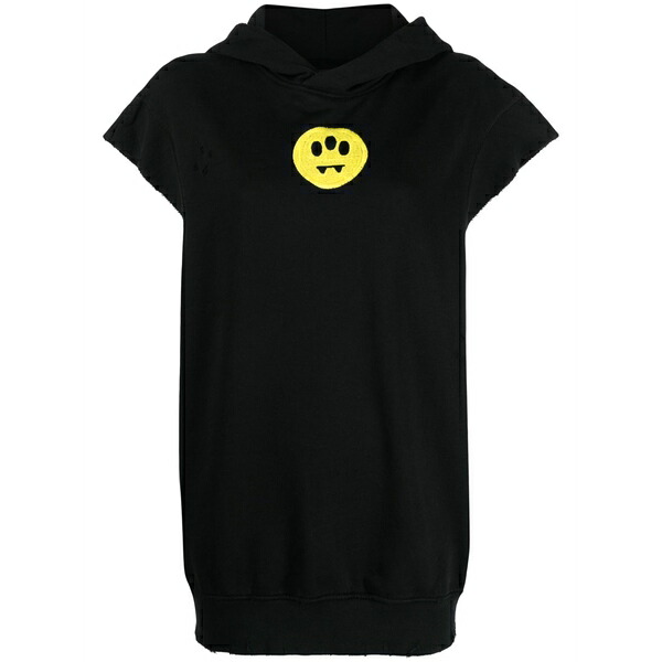 バロウ レディース パーカー・スウェットシャツ アウター Logo-embroidered jersey hoodie Black