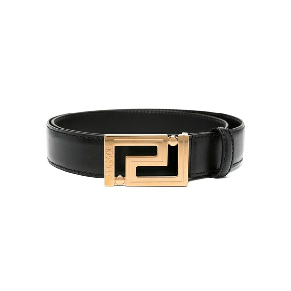 ヴェルサーチ メンズ 三尺帯 付属物 Greca goddess leather belt Black
