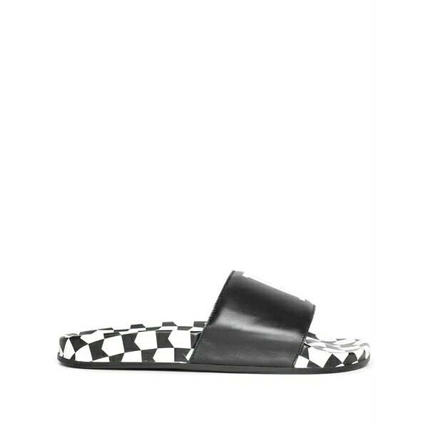 ルード メンズ サンダル シューズ Logo-print leather slides Black