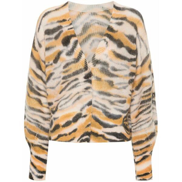 ツイン仕掛ける レディース ジレー アウター Tiger-print cardigan Neutrals レディースファッション-カーディガン・ボレロ