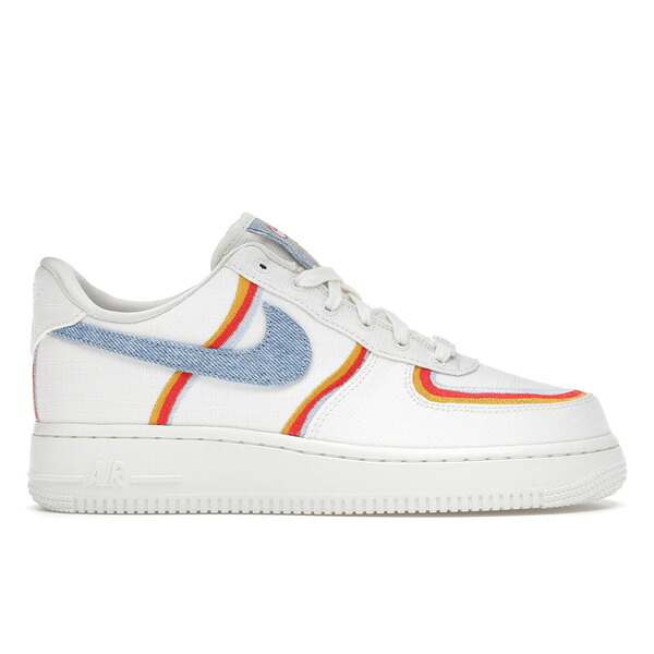 Nike ナイキ レディース スニーカー  【Nike Air Force 1 Low Sail Denim Swoosh (Women\u0027s)】  大きさ US_9.5(26.5糎) Sail/Light Armory Blue-Chili Red
