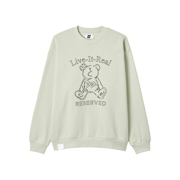 イズエ メンズ パーカー・スウェットシャツ アウター Teddy-embroidered crew-neck sweatshirt Neutrals｜asty
