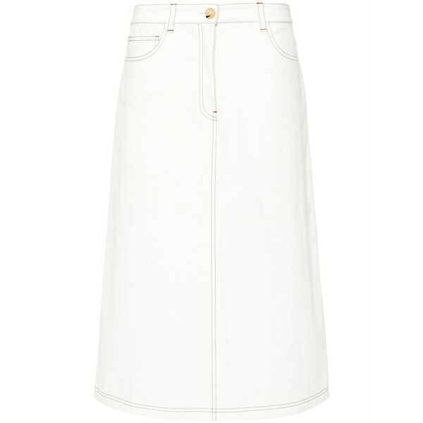 トーテム レディース スカート ボトムス Contrast-stitching midi skirt White｜asty