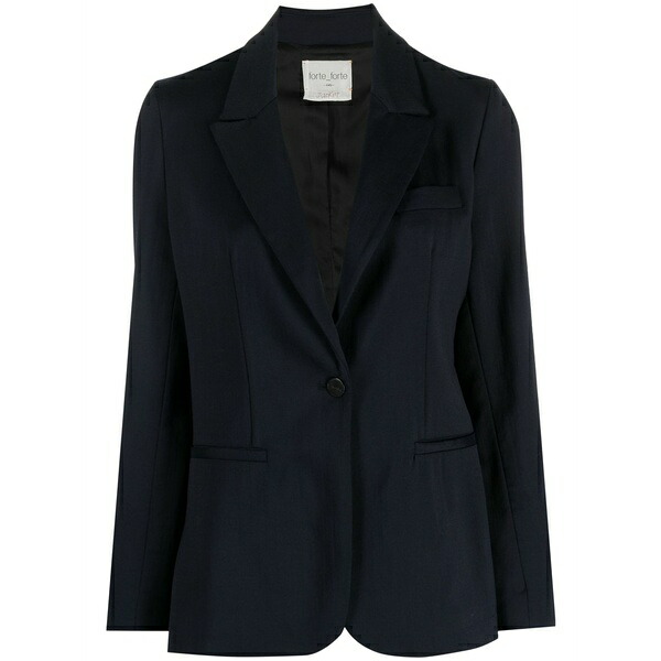 フォルテ フォルテ レディース 上衣＆上衣 アウター Single-breasted classic-lapel blazer Blue