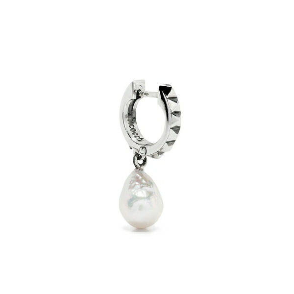 エマニュエレ ビコッキ メンズ ピアス・イヤリング アクセサリー Pyramid stud pearl hoop earring Silver|asty