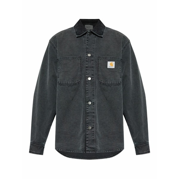 鉄道車両ハート形 メンズ プルオーバー トップス Logo-patch pocket shirt Grey