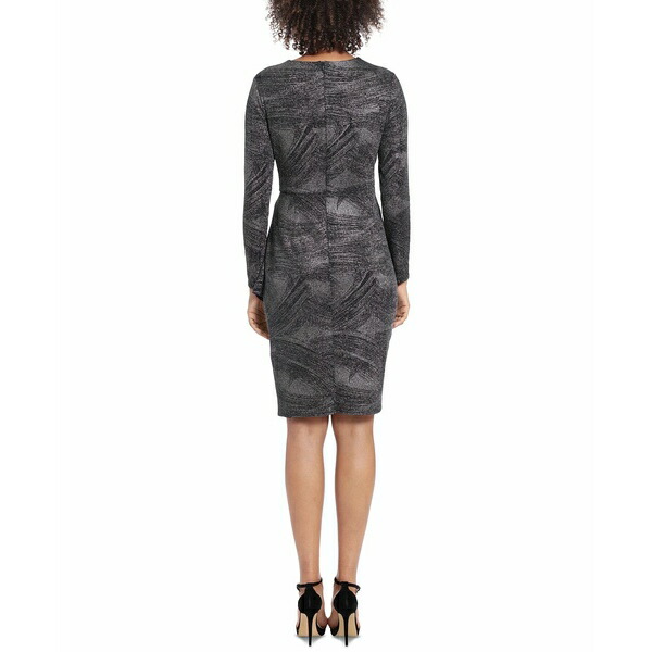 ロンドンタイムス レディース ワンピース トップス Petite Metallic Jersey Side-Ruched Dress Black Gunmetal スーツ・セットアップ | asiangeo.com