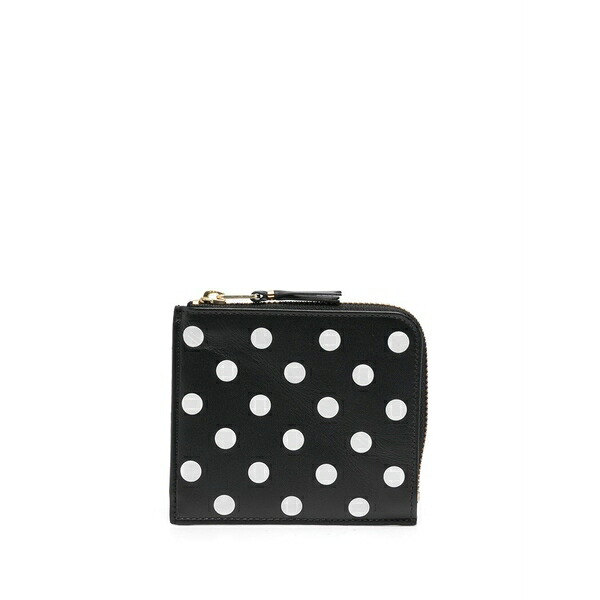 コムデギャルソン レディース 紙入れ 付属品 Polka-dot zip-around wallet Black