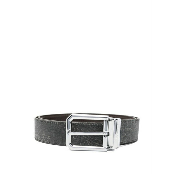 エトロ メンズ 三尺帯 付属物 Paisley-pattern leather belt Black