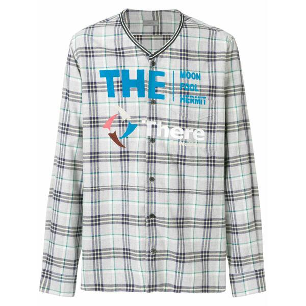 ランバン メンズ シャツ トップス Printed checked shirt Grey｜asty 98,340円