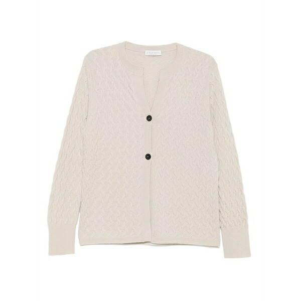 ル トリコット ペルー共和国ジャ レディース ジレー アウター Button cable-knit cardigan Neutrals