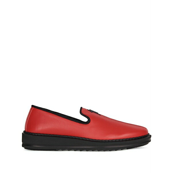 ジュゼッペザノッティ メンズ スリッポン・ローファー シューズ Logo-detail slip-on loafers Red