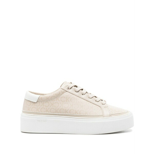 カルバンクライン レディース スニーカー シューズ Logo-print flatform sneakers Neutrals|asty