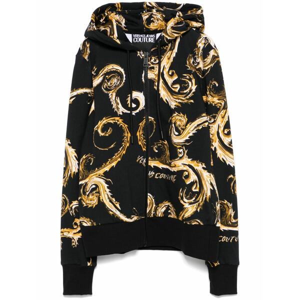 呼びりん探し回る レディース パーカー・スウェットシャツ アウター  barocco-print hoodie  Black