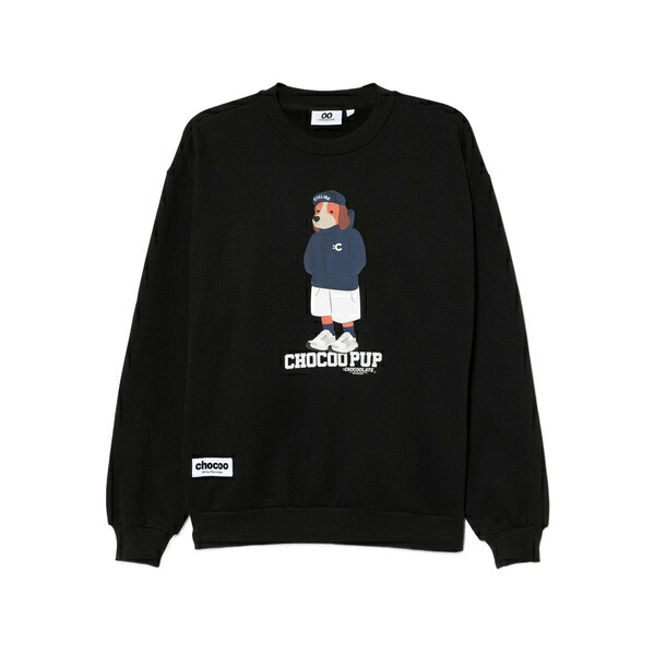 チョコレート メンズ パーカー・スウェットシャツ アウター Graphiced sweatshirt Black｜asty