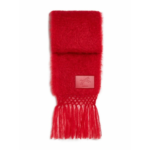 ジル・サンダー レディース えり巻き・袈裟・えり巻き 付属物 Horse-patch fringed scarf Red