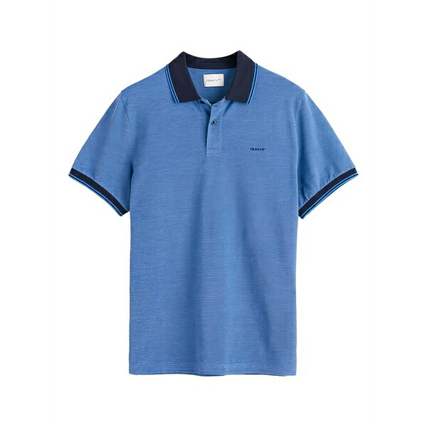 ガント メンズ ポロシャツ トップス Button-fastening polo shirt Blue｜asty
