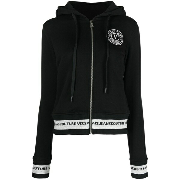 呼びりん探し回る レディース パーカー・スウェットシャツ アウター Logo-embroidered zip-up hoodie Black