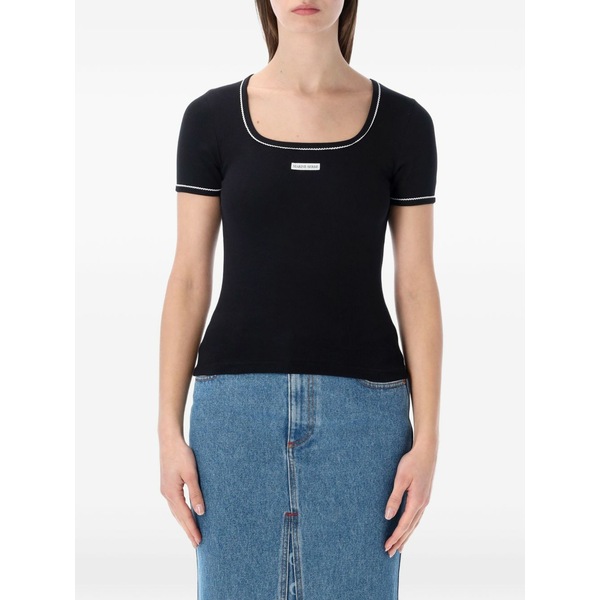 米国海兵隊員 独居室 レディース プルオーバー トップス Logo-detail t-shirt Black
