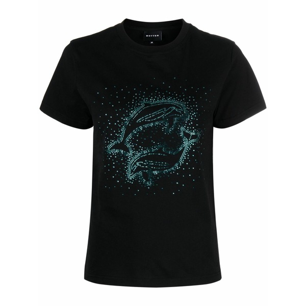 ボッター レディース プルオーバー トップス Rhinestone-embellished dolphin t-shirt Black